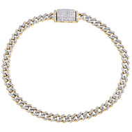 10K Yellow Gold Round Diamond 5mm Miami Cuban Link 8.50" Fancy Bracelet 1.75 CT.