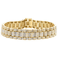 10K Yellow Gold Round Diamond President Link 13mm Statement Bracelet 8.87 CT.