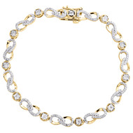 10K Yellow Gold Round Diamond Infinity Link Statement 5mm Fancy Bracelet 1/2 CT.