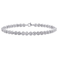 1 Row Sterling Silver Round Diamond 4.25mm Miracle Plate Tennis Bracelet 1/4 CT.