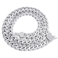 Sterling Silver Moissanite 13mm Puff Miami Cuban Link 22" Necklace Chain 21.85 CT