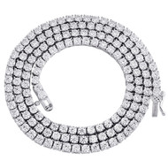 Sterling Silver Round Moissanite 4 Prong 4mm Tennis Necklace 20" Chain 11.80 CT.