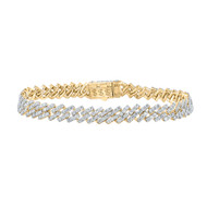 10K Yellow Gold Real Round Diamond Cuban Link 8.50mm Statement Bracelet 7.60 CT.