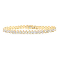 10K Yellow Gold Solitaire Diamond Women's Swirling Tennis Bracelet 3.33 CT | 7"
