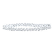 10K White Gold Solitaire Diamond Women's Swirling Tennis Bracelet 3.33 CT | 7"