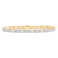 10K Yellow Gold Round Diamond 5.5mm Link 8.5" Pave Statement Bracelet 4.50 CT.
