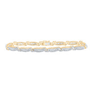 10K Yellow Gold Round & Baguette Diamond S-Link 8.50" Statement Bracelet 4.39 CT
