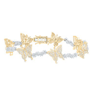 10K Yellow Gold Genuine Diamond Women's Butterfly Tennis Bracelet 2.63 CT | 7"