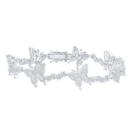 10K White Gold Genuine Diamond Women's Butterfly Tennis Bracelet 2.63 CT | 7"