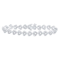 10K White Gold Diamond Women's Fancy Heart Link Tennis Bracelet 1/2 CT | 7.25"