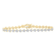 10K Yellow Gold Genuine Diamond Women's Teardrop Pear Link Tennis Bracelet 2 CT
