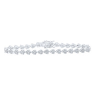 10K White Gold Genuine Diamond Women's Teardrop Pear Link Tennis Bracelet 2 CT