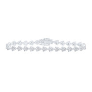 10K White Gold Genuine Diamond Womens Teardrop Pear Link Tennis Bracelet 2.38 CT