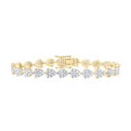 10K Yellow Gold Diamond Women's Teardrop Cluster Tennis Bracelet 3.50 CT | 7"
