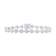 10K White Gold Diamond Women's Teardrop Cluster Tennis Bracelet 3.50 CT | 7"