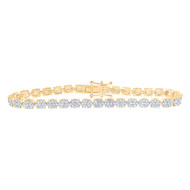 10K Yellow Gold Cluster Diamond Women's 1 Row Oval Link Tennis Bracelet 2.38 CT