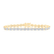 10K Yellow Gold Cluster Diamond Women's 1 Row Oval Link Tennis Bracelet 2.88 CT