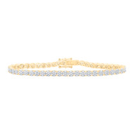 10K Yellow Gold Cluster Diamond Womens 1 Row Circle Link Tennis Bracelet 2.25 CT