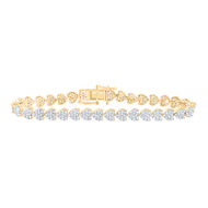 10K Yellow Gold Round Diamond Women's Sideways Heart Tennis Bracelet 3.25 CT