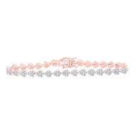 10K Rose Gold Genuine Diamond Women's Teardrop Pear Link Tennis Bracelet 2 CT