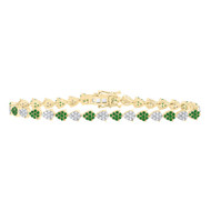 10K Yellow Gold Emerald & Diamond Women's Teardrop 7" Tennis Bracelet 1 CT