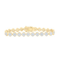 10K Yellow Gold Genuine Diamond Women's 4 Leaf Clover Tennis Bracelet 1.88 CT