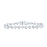 10K White Gold Genuine Diamond Women's 4 Leaf Clover Tennis Bracelet 1.88 CT