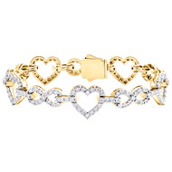 10K Yellow Gold Diamond Women's Heart & Infinity Link Tennis 7" Bracelet 1 CT