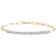 10K Yellow Gold Round Diamond Rolo Link 3mm Statement Tennis 7" Bracelet 1/2 CT.