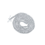 1 Row Necklace Round Diamond Link Choker Chain 18" White Sterling Silver 1.19 CT