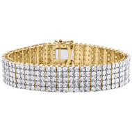 Real Diamond Sterling Silver 5 Row Tennis Bracelet 16mm Miracle Set 6/9 CT