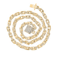 10K Yellow Gold Diamond Fancy Rolo Link Statement Necklace 20" Chain 8.62 CT.