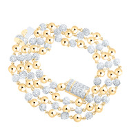 10K Yellow Gold Round Diamond 4mm Ball Link Neckace 18" Statement Chain 4 CT.