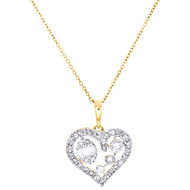 14K Yellow Gold Baguette Diamond Women's Heart 18" Necklace Love Pendant 1/2 CT