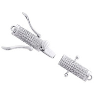 10K White Gold Diamond 3D Style Box Clasp Lock For 3mm Chain / Necklace 3/4 CT.