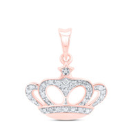 10K Rose Gold Round Cut Diamond Women's Queen's Crown w/ Star Pendant 1/8 CT.