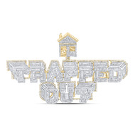 10K Yellow Gold Baguette Diamond 3D Trapped Out Pendant Hip Hop Charm 4.75 CT