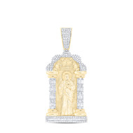 10K Yellow Gold Baguette Diamond St Jude Medallion Pendant Men's Charm 1.33 CT