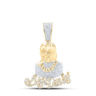 10K Yellow Gold Genuine Diamond Men's BIG DAWG Smoking Bulldog Pendant 1.33 CT