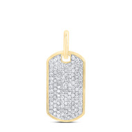10K Yellow Gold Genuine Diamond Men's Iced Out Dog Tag Medallion Pendant 2 CT