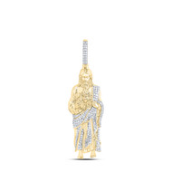 10K Yellow Gold Genuine Diamond Men's Walking Jesus Pendant Religious Charm 1 CT