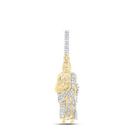 10K Yellow Gold Genuine Diamond 3D Standing Jesus Pendant Men's Charm 1/4 CT