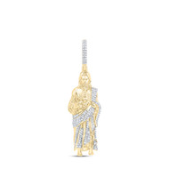 10K Yellow Gold Real Diamond Men's Walking Jesus Pendant Religious Charm 5/8 CT