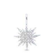 14K White Gold Round Diamond Women's Star Cluster Celestial Pendant 1/6 CT.