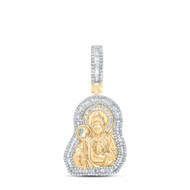 10K Yellow Gold Baguette Diamond Men's St. Jude Pendant Bordered Charm 1.25 CT