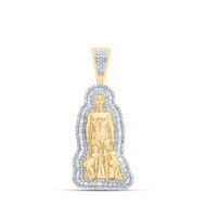 10K Yellow Gold Baguette Diamond Men's St Lazaro Pendant Statement Charm 1.33 CT