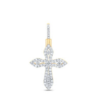 10K Yellow Gold Diamond Women's Pointed Cross Pendant Religious Charm 3/8 CT