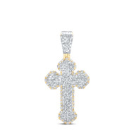 10K Yellow Gold Baguette Diamond Pointed Cross Pendant Statement Charm 2.38 CT