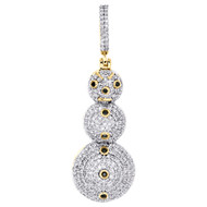 10K Yellow Gold Genuine Diamond Snowman Statement Pendant 1.65" Pave Charm 1 CT.
