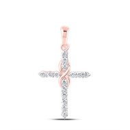10K Rose Gold Round Cut Diamond Women's Latin Cross w/ Infinity Pendant 1/2 CT.